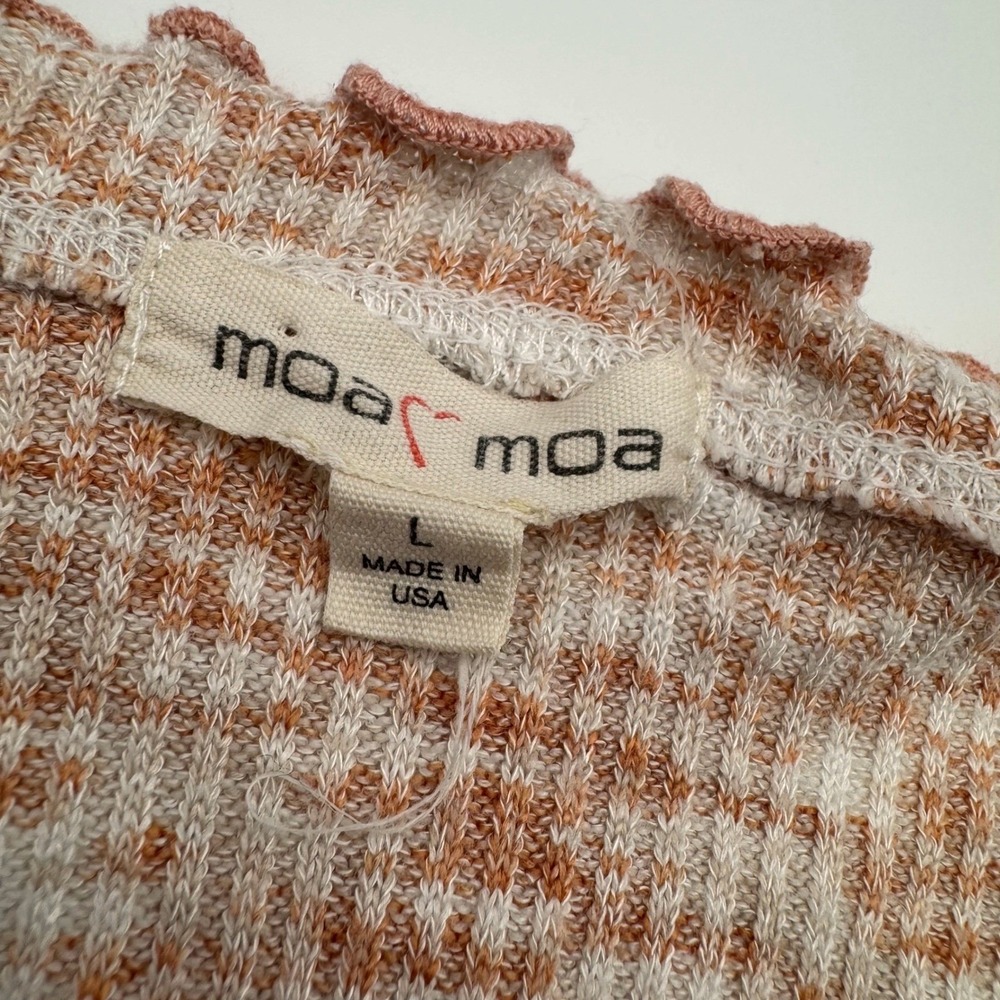 Moa Moa Womens Peach Orange Space Dye Tie Front Lettuce Edge Crop Top Size Large - Picture 5 of 6